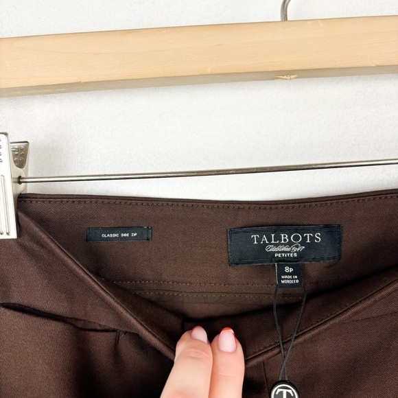NWT Talbots Brown Classic Side Zip Pant Sz 8p - Picture 6 of 8
